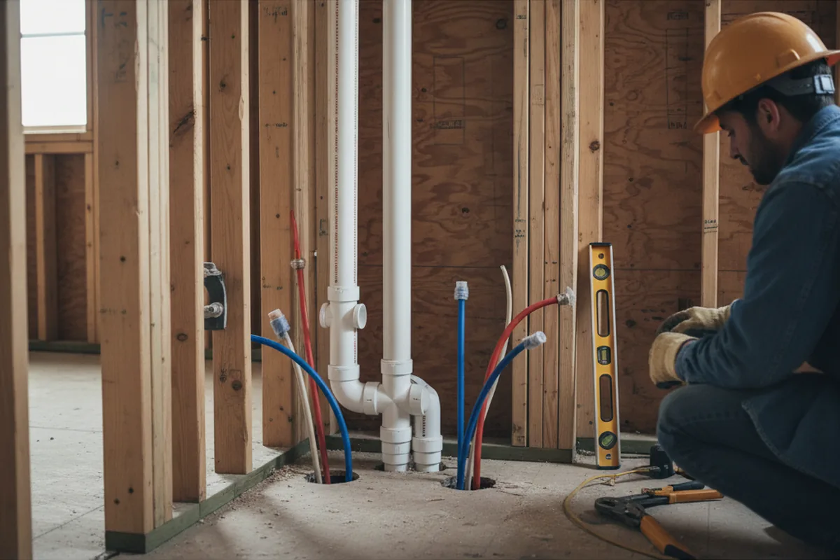 Drain and supply rough-in during Drain Cleaning in Troutville