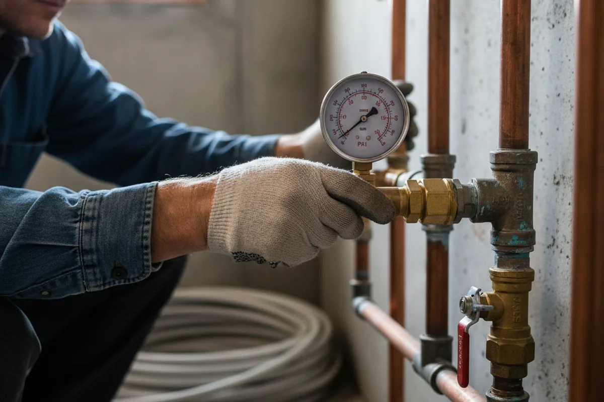 Pressure testing a repaired line during Water Line Repair in Troutville